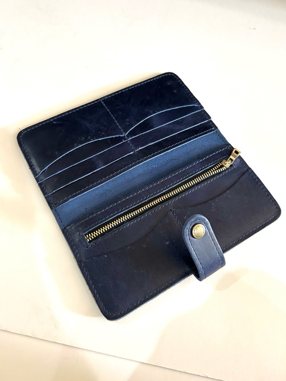 Portland Leather Goods Deep Water Navy Leather Snap Wallet - Picture 5 of 10